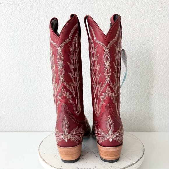 Lane LEXINGTON Womens Cowboy Boots 9.5 Red Western Cowgirl Mid Calf Pointed Toe - Picture 3 of 11